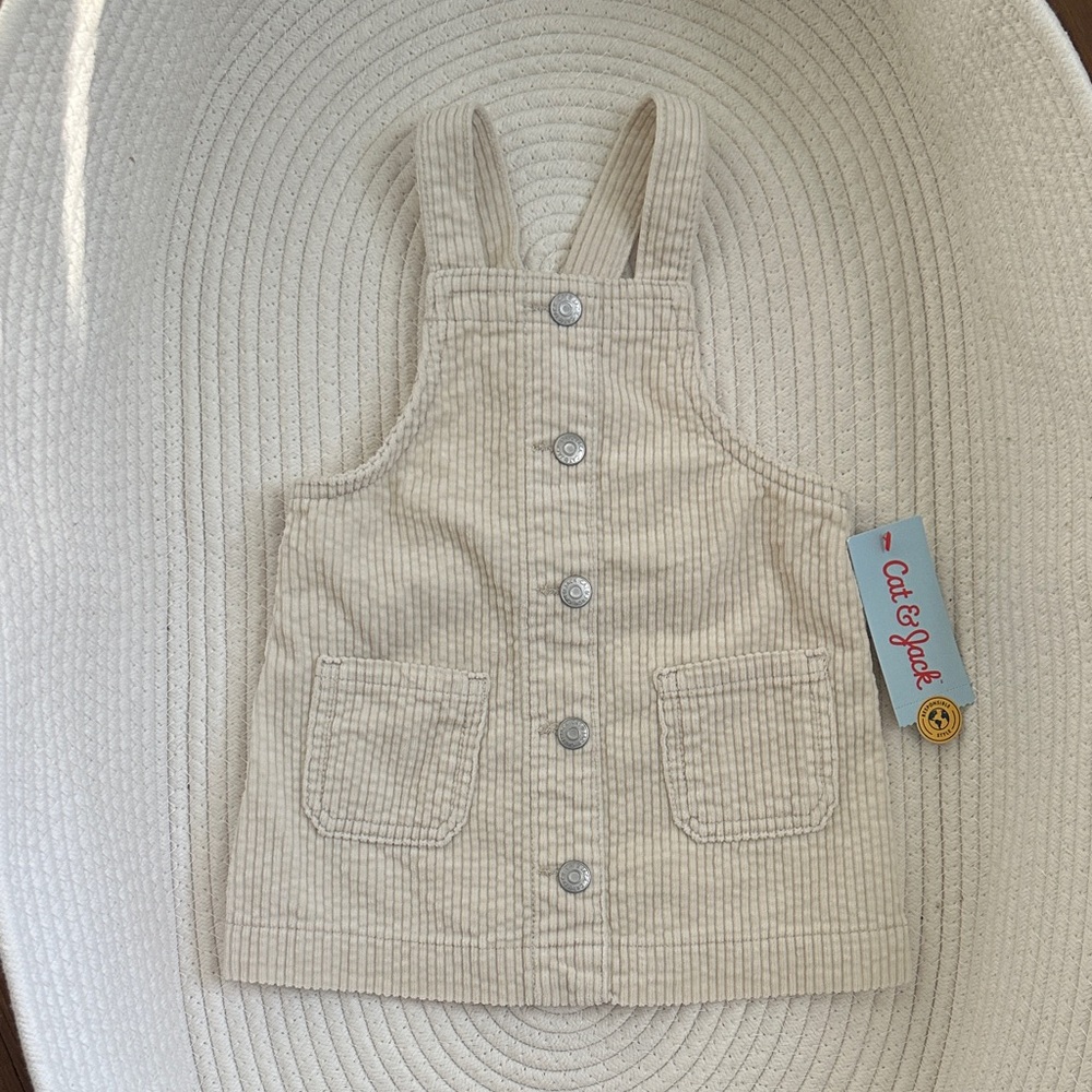 Cat & Jack Cream Corduroy Button-Up Overalls